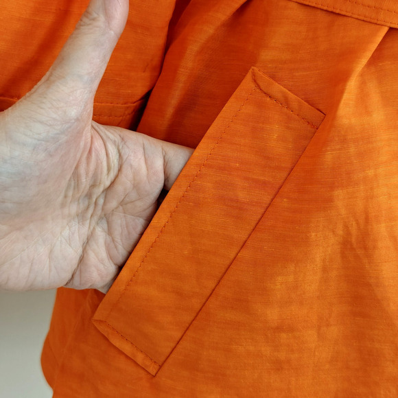 Lafayette 148 Belted Full Zip Front Jacket Size 10 Orange Linen Cupro Pockets - Picture 5 of 11